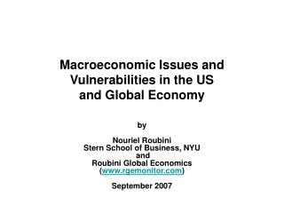 Macroeconomic Issues and Vulnerabilities in the US and Global Economy