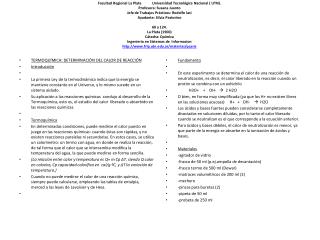 TERMOQUÍMICA: DETERMINACIÓN DEL CALOR DE REACCIÓN Introducción
