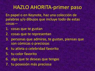 HAZLO AHORITA-primer paso