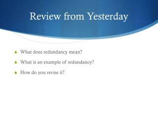 Review from Yesterday