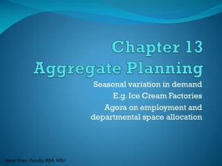 Chapter 13 Aggregate Planning