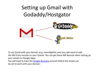 Setting up Gmail with Godaddy / Hostgator