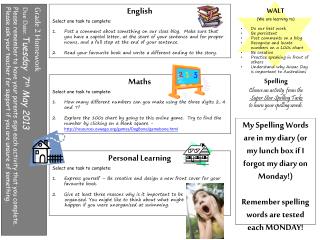 English Select one task to complete: