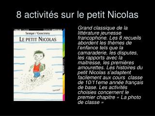 8 activités sur le petit Nicolas
