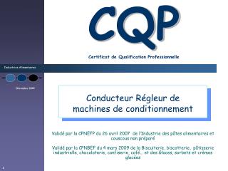 CQP Certificat de Qualification Professionnelle