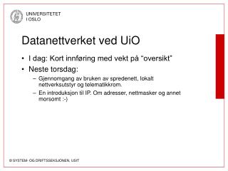 Datanettverket ved UiO