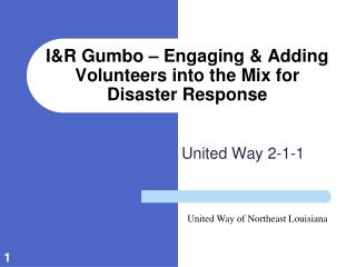 I&amp;R Gumbo – Engaging &amp; Adding Volunteers into the Mix for Disaster Response