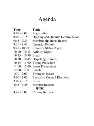 Agenda