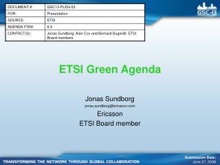 ETSI Green Agenda