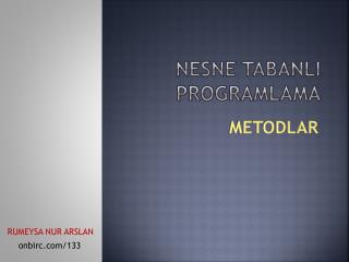 NESNE TABANLI PROGRAMLAMA