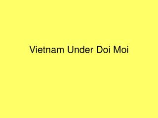 Vietnam Under Doi Moi