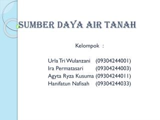 SUMBER DAYA AIR TANAH