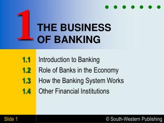 THE BUSINESS OF BANKING