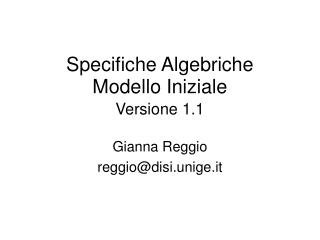 Specifiche Algebriche Modello Iniziale Versione 1.1