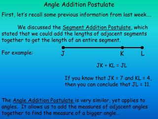 Angle Addition Postulate