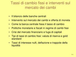 Tassi di cambio fissi e interventi sul mercato dei cambi