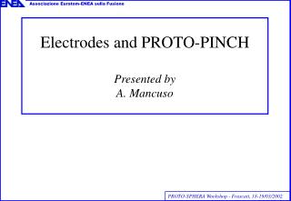 Electrodes and PROTO-PINCH Presented by A. Mancuso