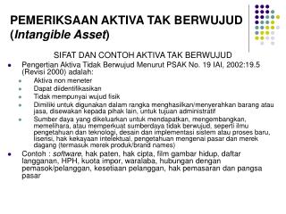 PEMERIKSAAN AKTIVA TAK BERWUJUD ( Intangible Asset )