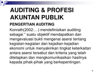 AUDITING &amp; PROFESI AKUNTAN PUBLIK