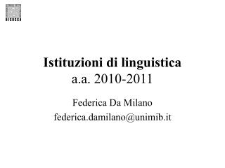 Istituzioni di linguistica a.a. 2010-2011