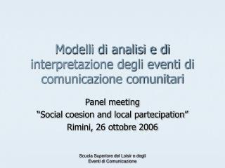 Modelli di analisi e di interpretazione degli eventi di comunicazione comunitari