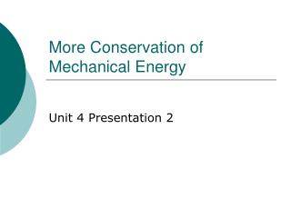 More Conservation of Mechanical Energy