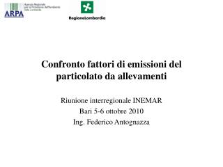 Confronto fattori di emissioni del particolato da allevamenti