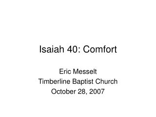 Isaiah 40: Comfort