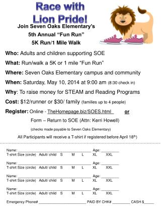 Join Seven Oaks Elementary’s 5th Annual “Fun Run” 5K Run/1 Mile Walk