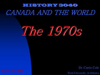 HISTORY 3040 CANADA AND THE WORLD