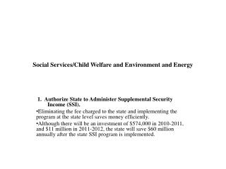 Social Services/Child Welfare and Environment and Energy