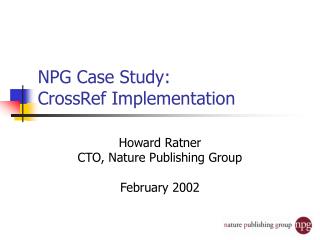 NPG Case Study: CrossRef Implementation