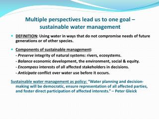 Multiple perspectives lead us to one goal – sustainable water management