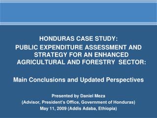 HONDURAS CASE STUDY: