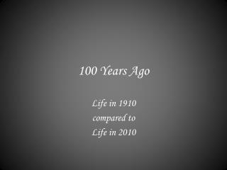 100 Years Ago
