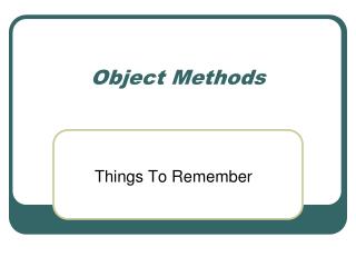 Object Methods