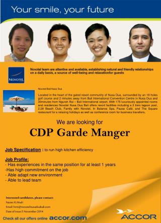 We are looking for CDP Garde Manger