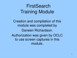 FirstSearch Training Module