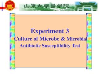 Experiment 3 Culture of Microbe &amp; Microbial Antibiotic Susceptibility Test