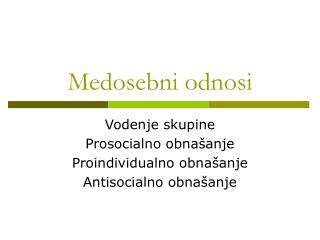 Medosebni odnosi