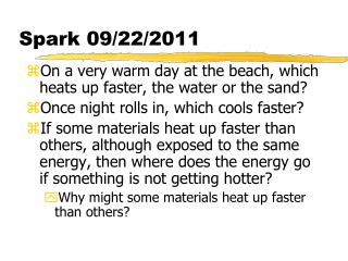 Spark 09/22/2011