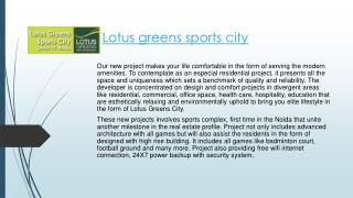 Lotus greens sports city