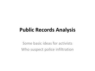 Public Records Analysis