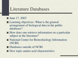 Literature Databases