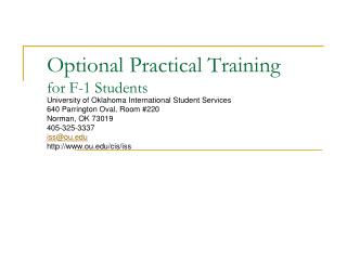 Optional Practical Training for F-1 Students