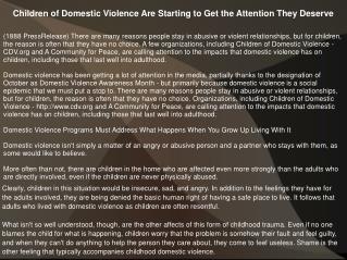 Children of Domestic Violence Are Starting