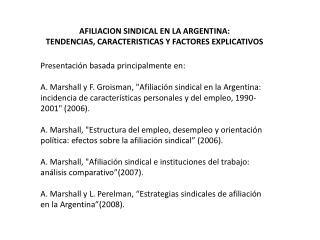 AFILIACION SINDICAL EN LA ARGENTINA: