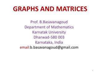 GRAPHS AND MATRICES