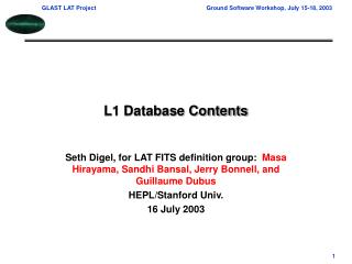 L1 Database Contents