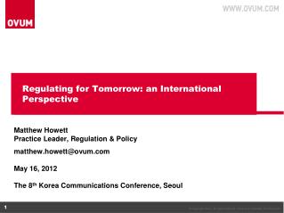 Regulating for Tomorrow: an International Perspective